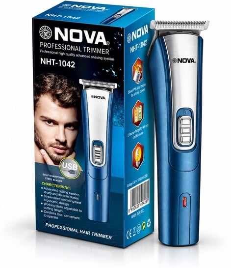 NOVA NHT 1042 USB Trimmer 60 min Runtime 5 Length Settings (Blue...more