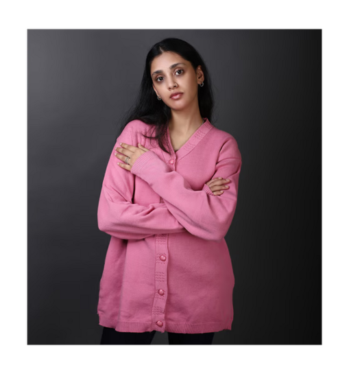 Maisha Cardigans Women Sweater Pink - L (Jaipur Available)
