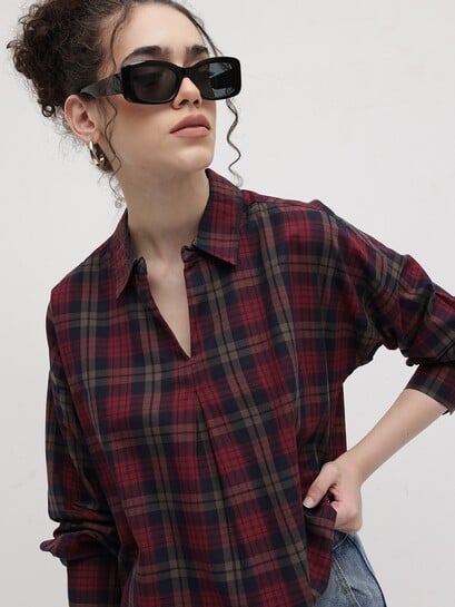 Buy The Roadster Lifestyle Co. Checked Cotton Top - Tops for Women 33822490 | Myntra