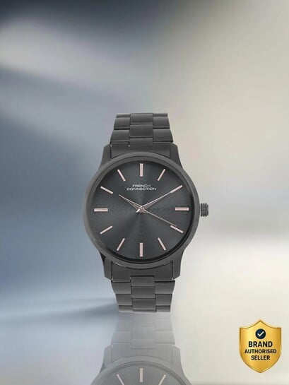 French Connection All-Black Stainless Steel Quartz Watch for Men
