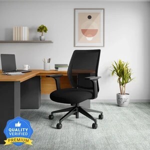 Interio by Godrej Curv Wide Back Fabric Office Arm Chair (Black, ...more