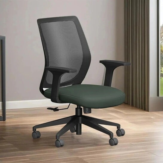 Interio by Godrej Curv Wide Back Fabric Office Arm Chair (Grey, D...more