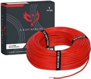 AKIA KABLES COPPER 1.0 sqmm |45 MTR| FR PVC| Multi Strand| Electric Electrical Wire Cable 1 sq/mm Red 45 m Wire