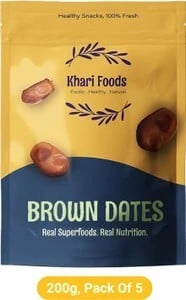 Khari Foods Premium Brown Dates, Khajur / Khajoor, Fibre Rich, Energy Booster Snacks Dry Dates