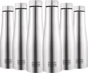 Classic Essentials Stainless Steel Puro Water Bottle 1000ml(Pack of 6) 1000 ml Steel Bottle (Pack of 6, Silver)