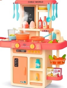 Cable World® Kitchen Playset for Kids, Kitchen Set for Toddler with Gas Sound & Light, Cooking Stove with Steam,Toy Kitchen Accessories with Running Water,Kitchen Toys for Kids Girls Boys (42 Pcs)