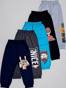 T2F Boy's Cotton Regular Fit Printed Track Pants (Pack fo 5)