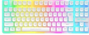 Ant Esports MK700 V2 Membrane TKL Wired Gaming Keyboard, 87 UV Coated Mechanical feel Keys Cool RGB Backlight Waterproof Keyboard for PC Laptop Mobile Tablets Gaming, Design and Work Mercury White