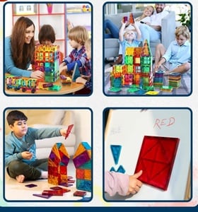 Wembley Magnetic Tiles for Kids|Magnetic Building Blocks for Kids 3 4 5 6 7 8 Yrs|Constructing&Creative Learning Educational Brain Toys|STEM Learning Kit Magnetic Toys (16 Pcs),Multicolor