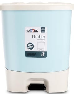 Nayasa Unibin Square Dustbin | 20 Ltrs Waste Bin with Handle | Plastic Garbage Bin for Kitchen, Bathroom, Office | Wet & Dry Waste Dustbin | Stylish & Durable Home Utility Bin | Light Blue