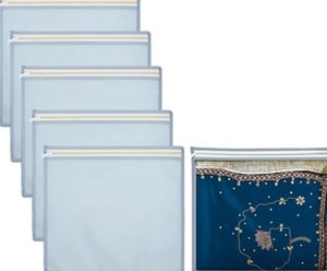 Lify transparent Saree Covers/Saree Bags/Storage Bags/Clothes Covers with Zip Lock Combo (Suitable for Single Saree Pack)- Black, Grey & Golden Color (Light Grey- 6Piece)