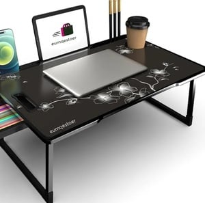 RIVATR Study Table Bed Table Premium Laptop Table/Foldable and Portable Wooden/Writing Desk for Office/Home/School (FLOWER COTED)
