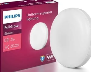 PHILIPS Rimless Full Glow 5-watt Round LED Surface Downlighter | Striker Surface Under Cabinet LED Light for Decoration | Cool Day Light, Pack of 1-Polycarbonate