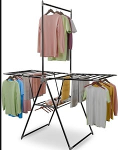 Lifelong Foldable Clothes Drying Stand | Heavy-Duty Alloy Steel Laundry Rack for Balcony & Indoor Use | Multi-Level Cloth Hanger with Rods & Shelves | Rust-Resistant | Drying Stand Rack