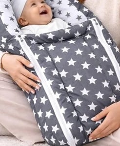 Baby Sleeping Bag with Hood – Soft Cotton Infant Sleep Sack, Zippered Warm Baby Bed, Baby Nest Newborn to Toddler Cozy Sleeping Bag with Cute Animal Print, (0-6 Months)