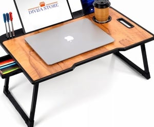 Study Table Bed Table Premium Laptop Table/Foldable and Portable Wooden/Writing Desk for Office/Home/School (Wood Cotted)