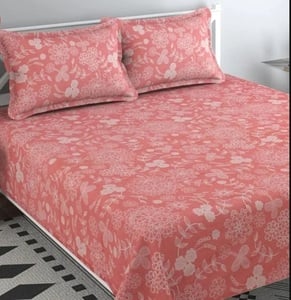 BSB HOME® 200 TC 100% Cotton Feel Bedsheet for Double Bed with Two King Size Pillow Covers Soft/Breathable Wrinkel Free - 90x100 Inches - (Multicolour, Light Pink)