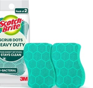 Click to enlarge Scotch-Brite Heavy Duty Scrub Dots for Powerful Scrubbing, Suitable for Iron Cast, Stainless Steel & Non-Coated Cookware, Rinses Clean and Stays Odor Free (2 Pieces) free deilivery
