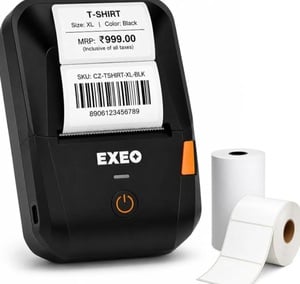 Click to enlarge EXEO EX58C Portable Bluetooth Thermal Label & Receipt Printer | 2 Inch (58mm) | Inkless | 203 DPI | Android, iOS & Windows | 2000mAh Rechargeable Battery | Barcode, Price & Product Labels