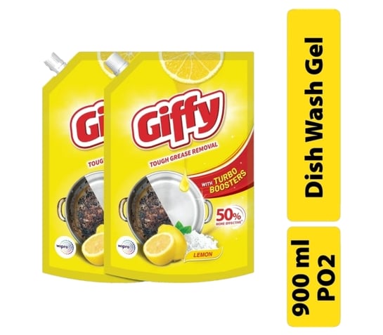 Flipkart Minutes-Giffy Concentrated Liquid Dish Wash Gel with Active Salt & Lemon Dish Cleaning Gel (2 x 900 ml)(location specific)