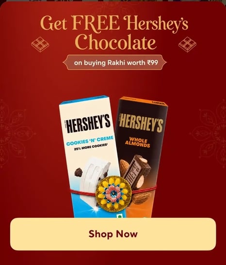 Zepto-Get FREE Hershey's Chocolate on buying Rakhi worth ₹99