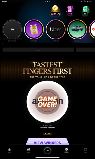 Cred 5000 AMAZON gv @1 fastest finger first game