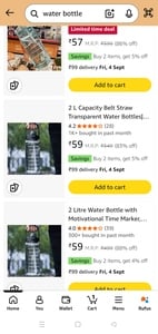 Get water bottle under rs 60 on amazon