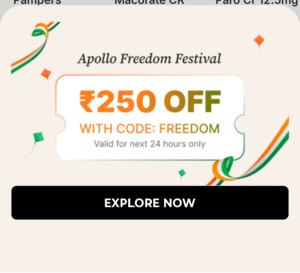 Apollo Pharmacy : ₹250 Off on orders above ₹1,250