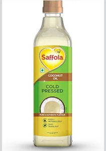 ₹128 coupon: Saffola Cold Pressed Coconut Oil, 0 Trans fat, No chemicals or heat, Unrefined, 1L