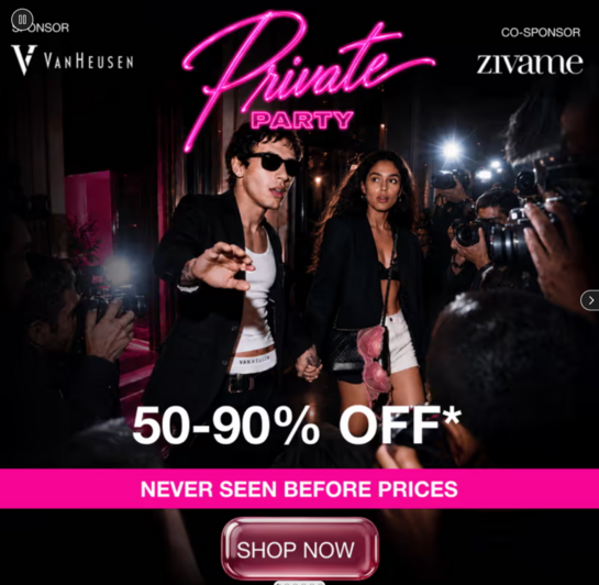 Ajio: Private Party 50-90% off