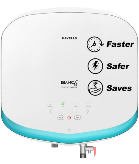 Havells Bianca DG+ 15L, 5 Star 3-in-1 Convertible Storage Water Heater(Geyser)|Dual Element|33% Fast Heating|With Remote|Anti Rust Tank|7 Yr Tank & 5 Yr element Warranty|Free Installation & Flexi pipe