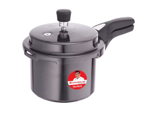 Wonderchef Taurus Hard Anodized Aluminium Pressure Cooker with Outer Lid (3L, Black)