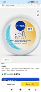 MRP error:₹350 Soft Daily UV Light Moisturizer Cream with SPF-15, Face Hand & Body, Men & Women (300 ml