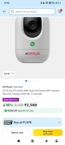 CP PLUS CP-E44Q 4MP Quad HD Smart WiFi Camera Security Camera on Flipkart