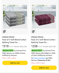 Click to enlarge Urbane Home Bathing Towel upto 95% off