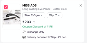 Get eyebrow pencil @₹4