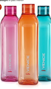 Cello Venice Water Bottles Set of 3, 1000ml Each | Unbreakable, BPA-Free, Food Grade Bottle For Kitchen | Airtight & Leakproof Lid | Reusable Set of Fridge Plastic Bottles for Home, Office, Gym, Gifting