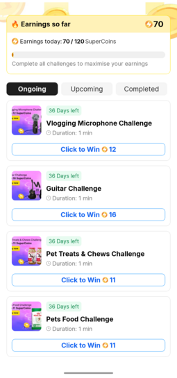 New Challenges added for 50 supercoins in flipkart