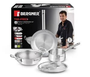 Bergner TriPly Stainless Steel 4 Pcs Cookware Set