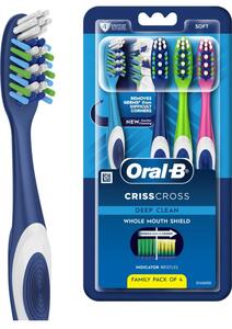 Oral B Crisscross Deep Clean, Family value pack of 4 Soft Toothbrush