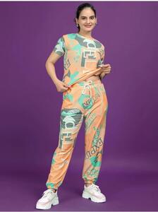 Metronaut Women Top & Pyjama Set Multicolor Printed, Self Design