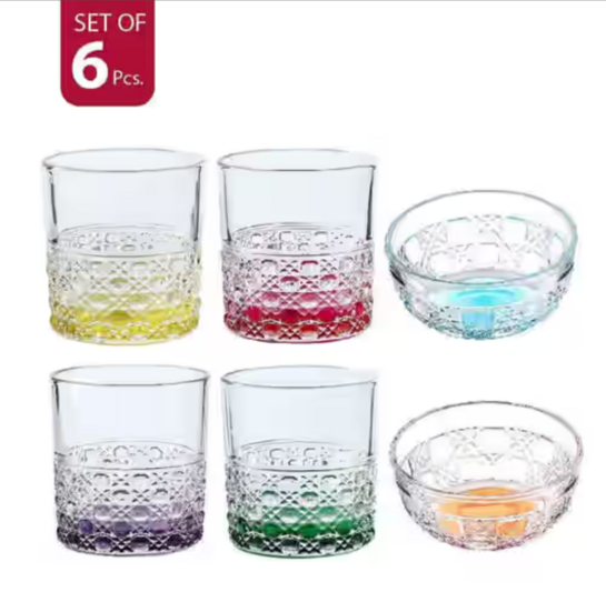Zepto - Sanjeev kapoor BAKU COLORED PARTY SET | 4 pcs 330 ml + 2 pcs 300 ml