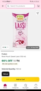 Frubon Rose Sweet Lassi @ Just ₹4! 🥤