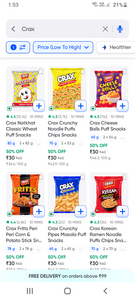 🥨 Crax Snacks Sale Up to 70% OFF | ₹18 Starting |