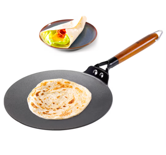 Zepto - Wonderchef Ferro Cast Iron Roti Tawa with Wooden Handle | 26 cm