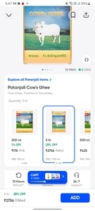 Patanjali Cow’s Ghee 5L @₹2756