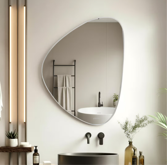 Zepto - Plantex Tringle Shape Fremless Mirror | Glass | White | 24 X 18 inch