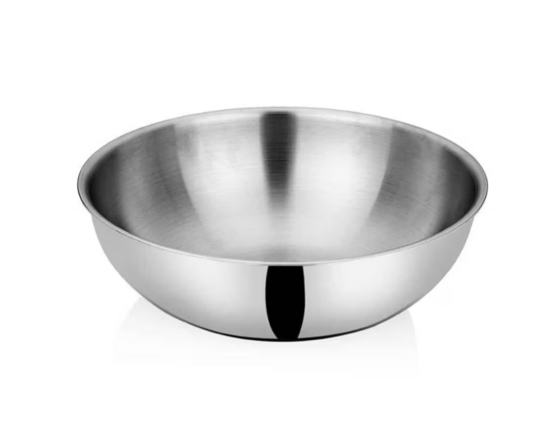 Zepto - Bhalaria Triply Stainless Steel Tasla | Induction & Gas Stove Compatible | Food Safe | 22 cm | 2 L(location specific)