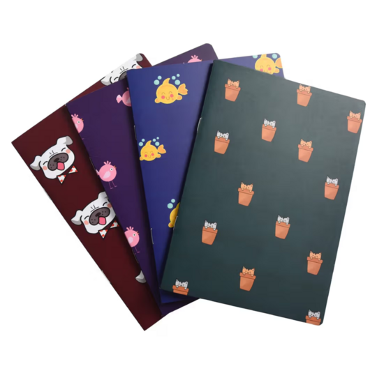 Zepto - Papboo A5 Unruled 80 Gsm Notebooks | Set of 4 | 240 Pages | 21 x 15 cm | Animal(location specific)