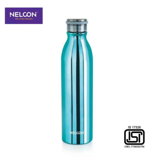 Click to enlarge Zepto - Nelcon Stark Vacuum Flask SS Bottle | 1 L | School | Gym | ISI Certified | Blue
